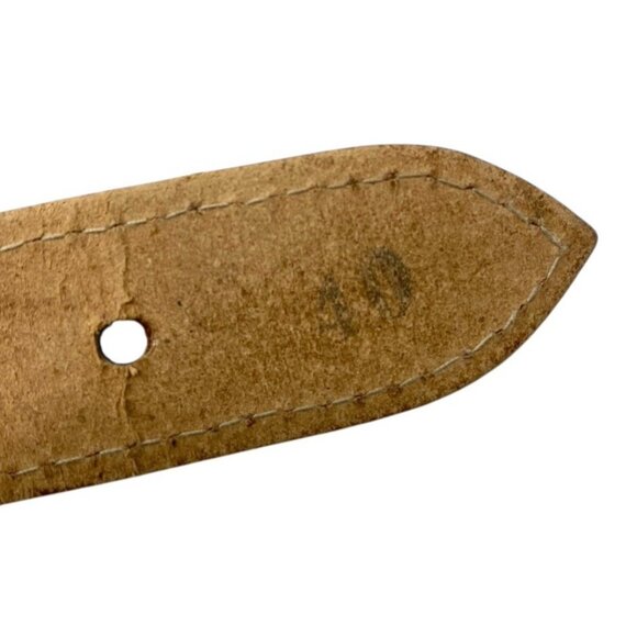 Vintage Farah USA Woven Cloth‎ Belt Size 40 Striped Brown Red Blue Gold Buckle - Picture 6 of 6